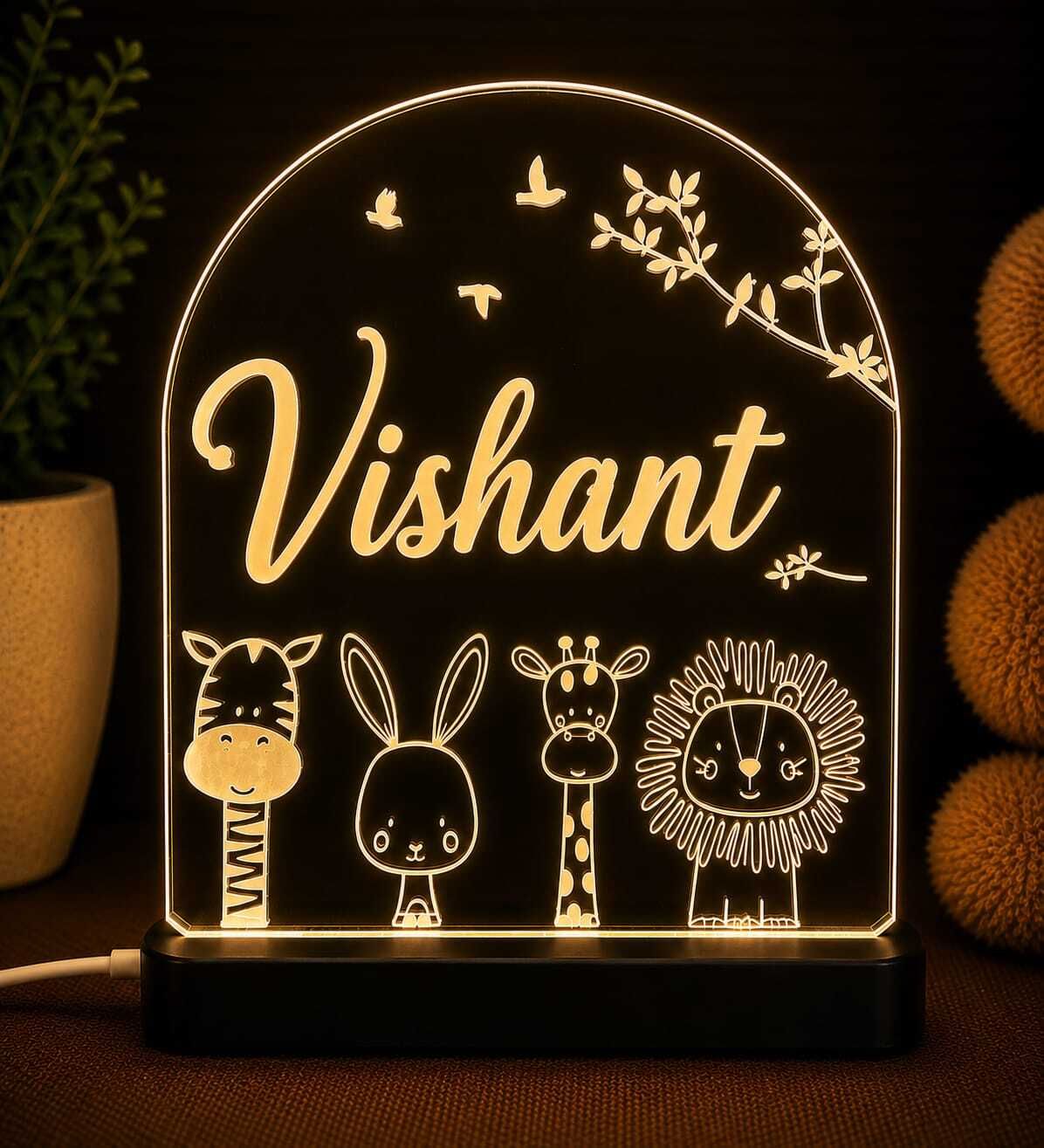 Personalized Animal Theme LED Name Lamp with Custom Engraving Night Lamp-image-32