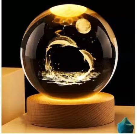 3D Dolphin Crystal Ball Night Light Projection Lamp Planet Model Table Lamp-image-21