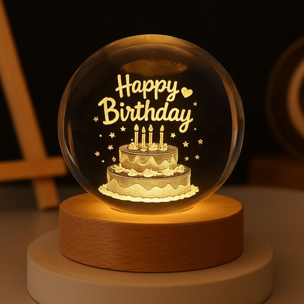 Happy Birthday 3D Crystal Ball LED Lamp with Wooden Base Night Lamp-image-25