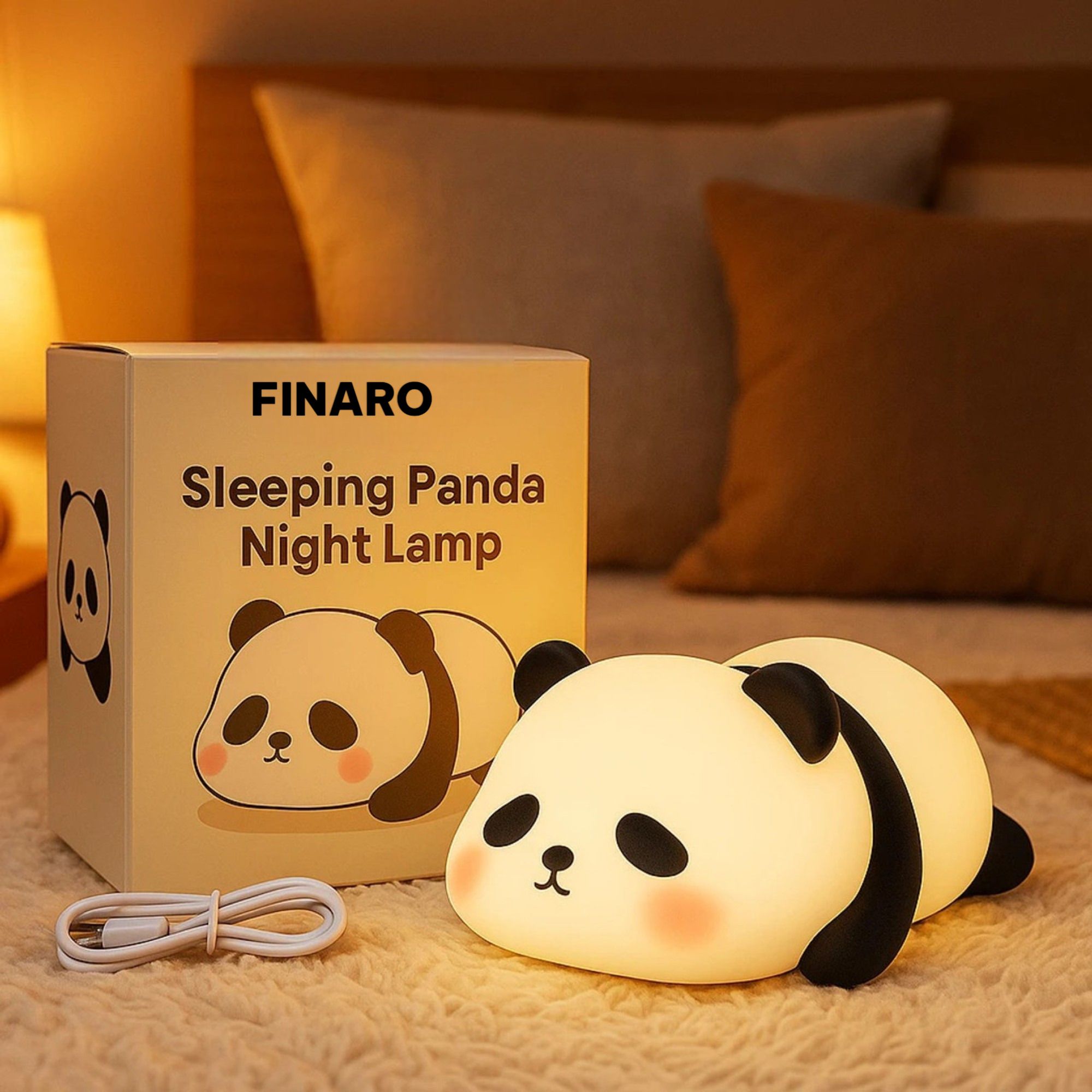 Panda Night Light for Kids, Cute Silicone Nursery Lamp for Baby and Toddler Night Lamp-image-20