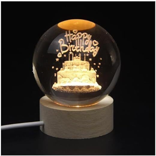 Happy Birthday 3D Crystal Ball | Galaxy Ball Night Lamp | Crystal Galaxy Light Night Lamp