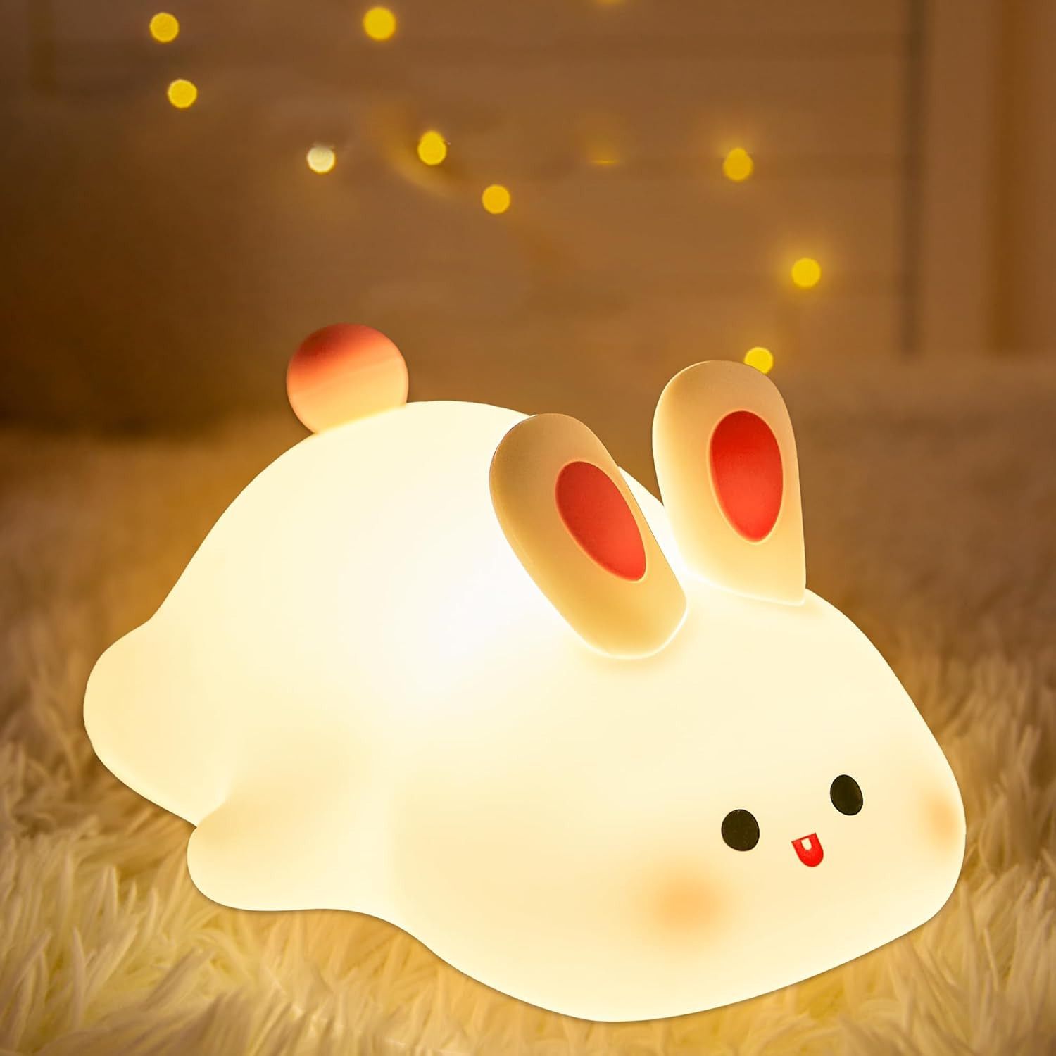 Rechargeable Silicone Rabbit Night Light | 7-Color changing Gift Lamp for Kids | Night Lamp-image-16