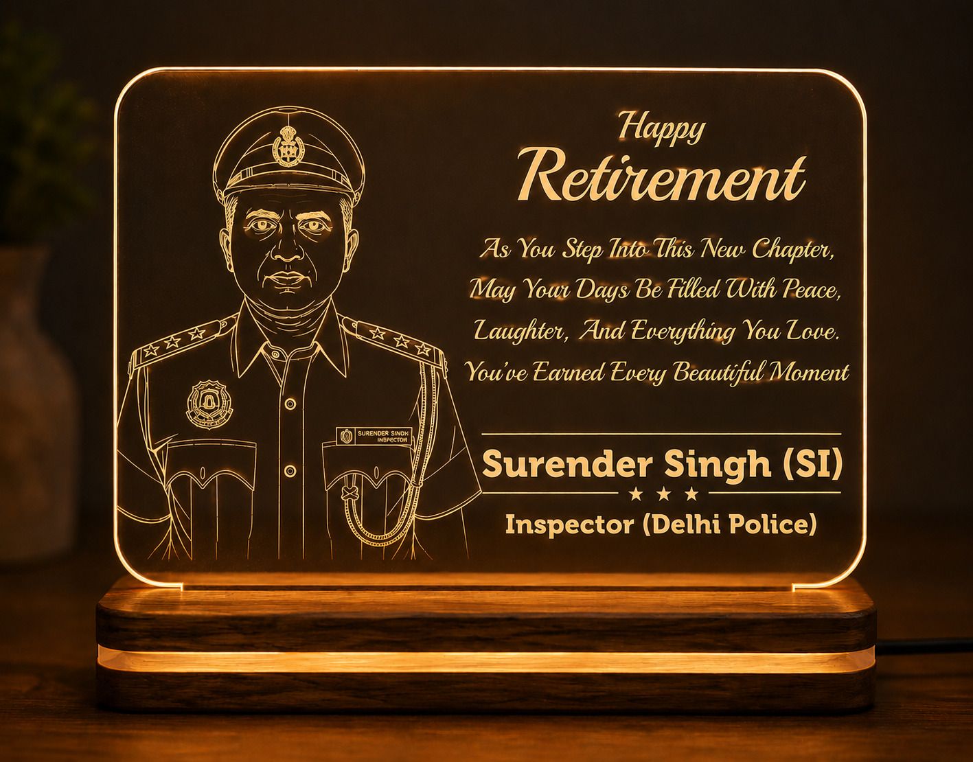 my gifting hub Personalized Retirement LED Acrylic Lamp | Custom Photo Engraved Gift Table Lamp-picture-12