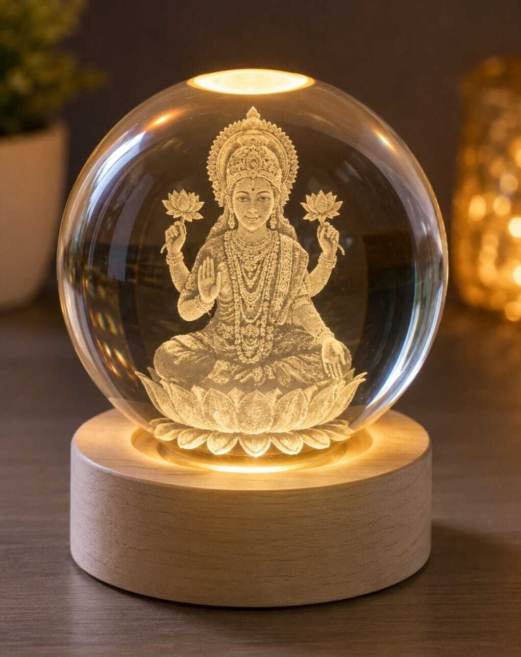 kgvr1 Fantasy finds Laxmi ji 3D crystal ball Night Lamp Table Lamp-picture-38