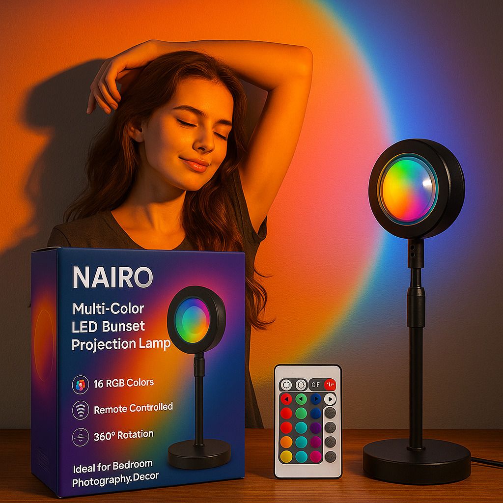 RGB Sunset Projection Lamp | Remote Controlled 16 Color LED Mood Light Night Lamp-image-34