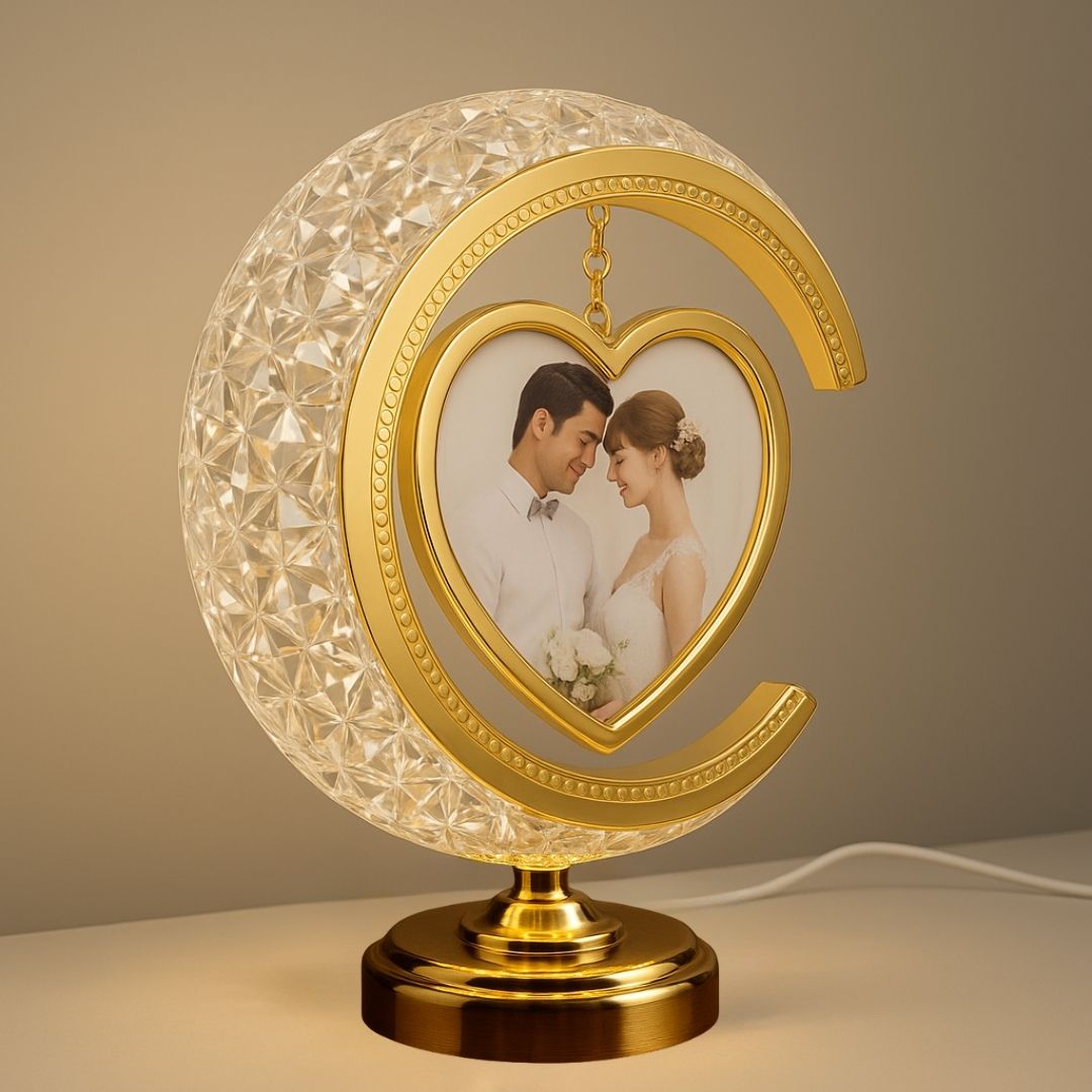 Send Details On 8058595858. Moon Shape LED Crystal Night Lamp with Heart Gifts Table Lamp-image-2