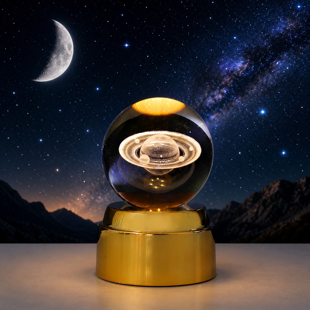 Saturn Glow 360 Rotating 3D Crystal Ball Lamp Table Lamp-image-12