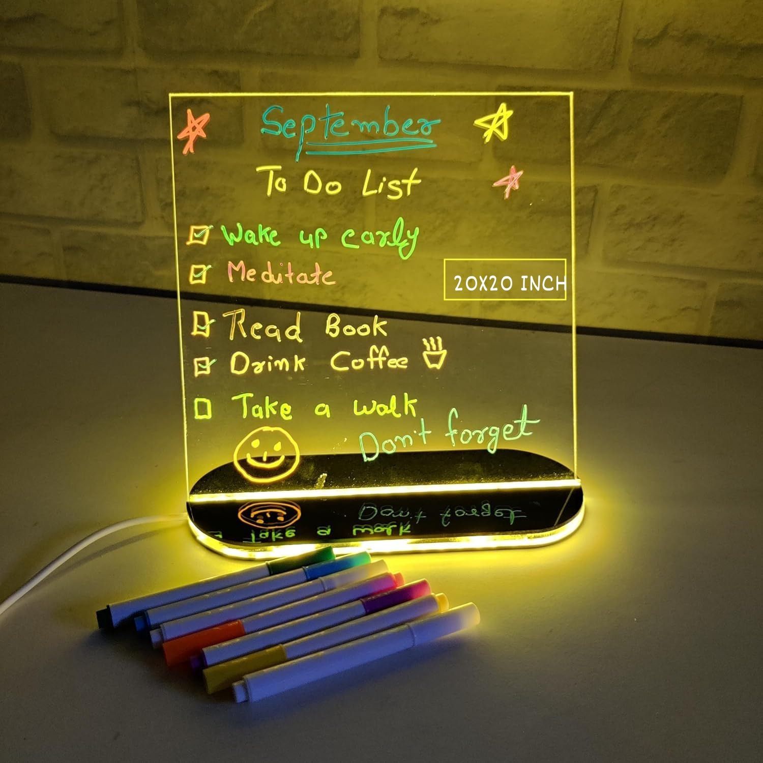 ezonkart 3D Acrylic Writing Pad with LED Light & Pen 20x20 Table Lamp-picture-12