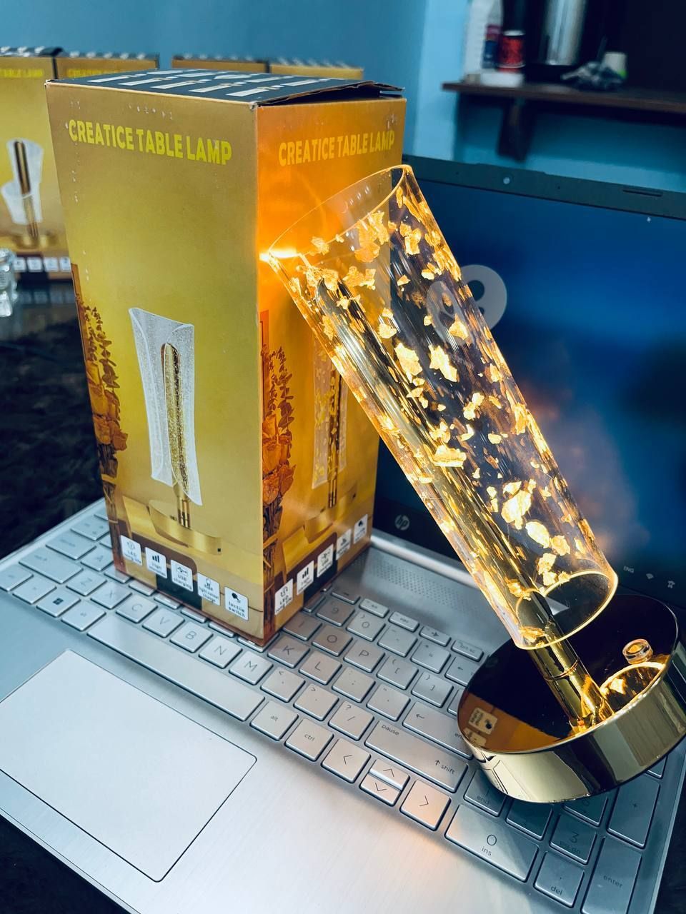 bsvr 3D Acrylic Led Lamp Gold Base, Touch Control for Bedroom,Office & Home Décor_423 Table Lamp-picture-27