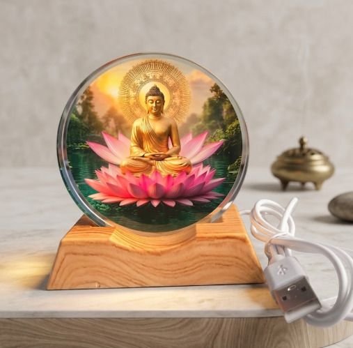 Round Cake Kamal Buddha Table Lamp-image-38