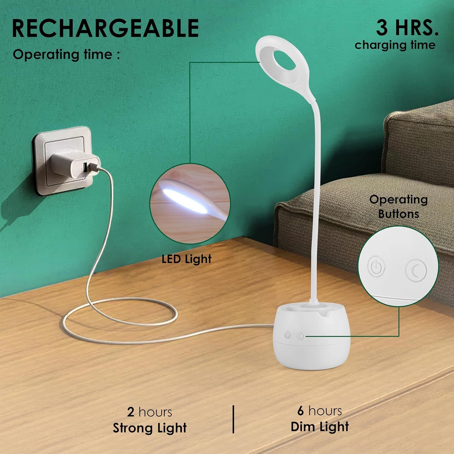 techel Touch Switch Desk & Night Study Lamp For Children Reading FDS9 Study Lamp-picture-15