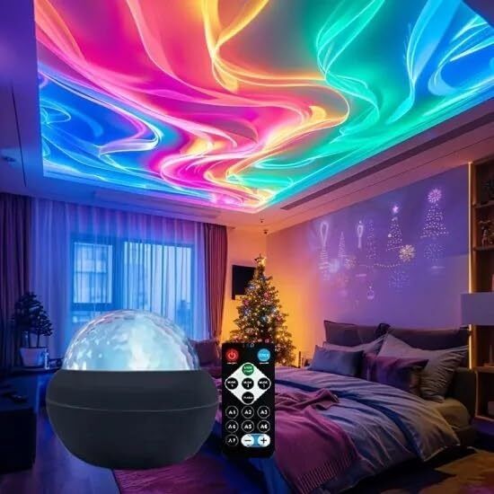 LED Starry Projection Light with Remote | Mini Disco Ball Projector Rechargeable Night Lamp-image-23