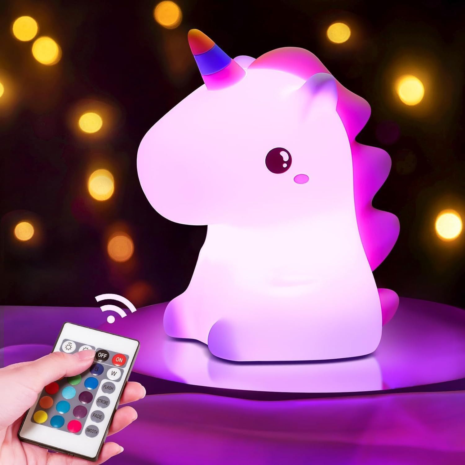 Dinosaur Night Lamp with Remote,16 Colors Rechargeable Night Light for Kids Night Lamp-image-35