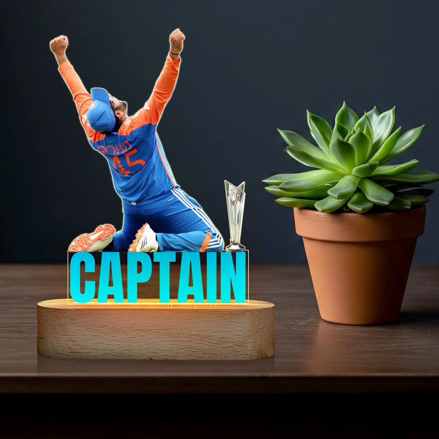 Rohit Sharma T20 World Cup Lamp,Acrylic Color Lamp with Trophy Table Lamp-image-12