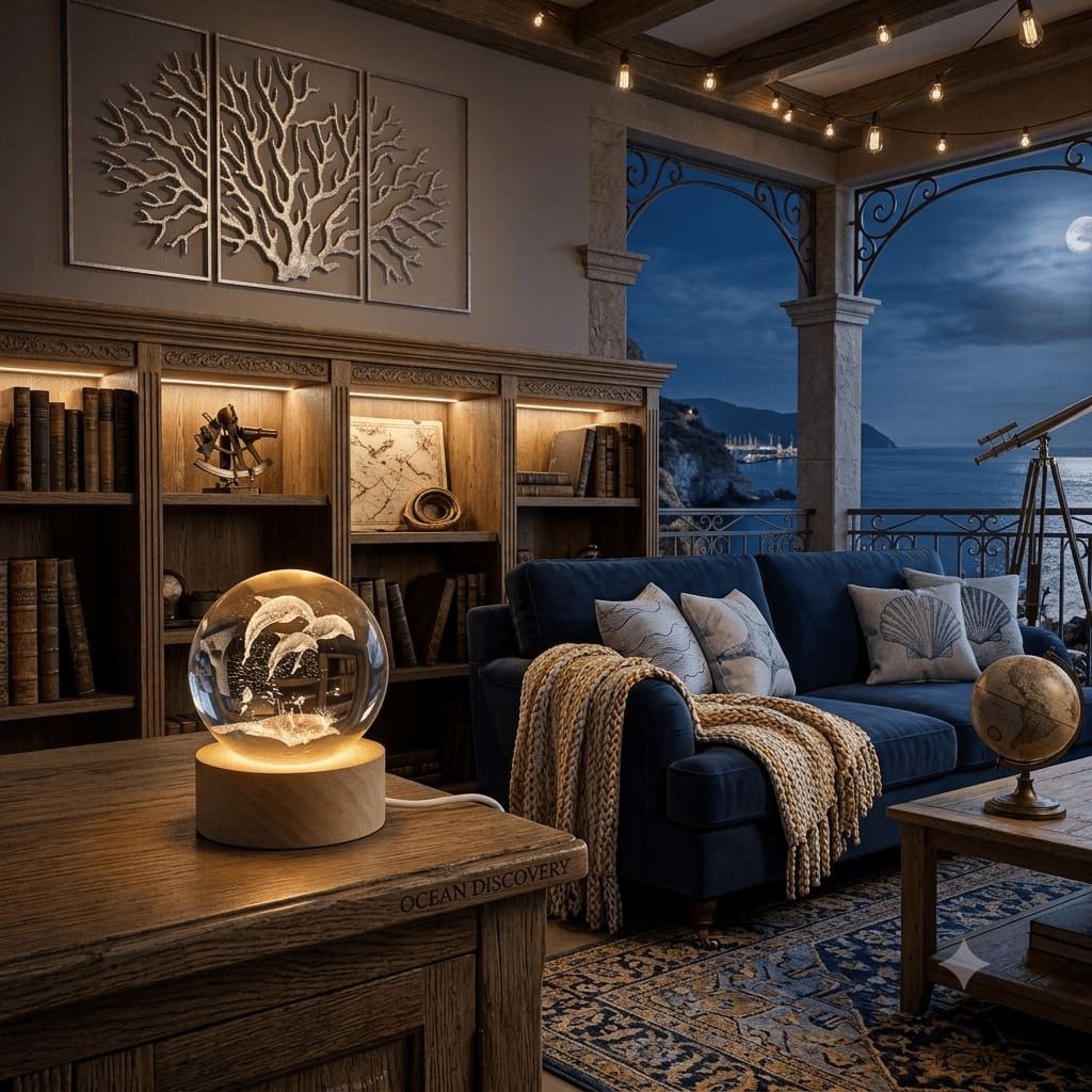 3D Crystal Ball Led Lamp With Wooden Base Night Lamp-image-8