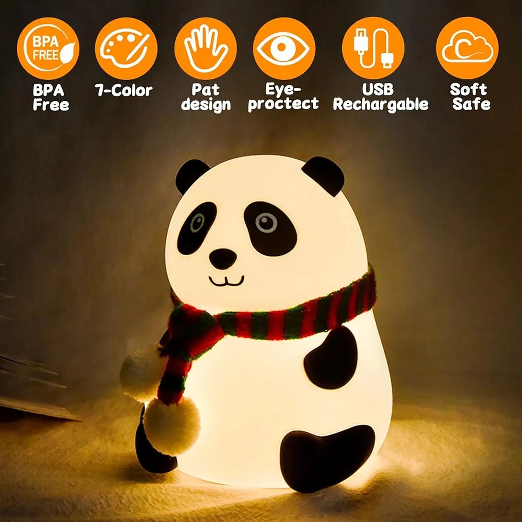 cinefx 7‑Color LED Night Lamp for Kids – Silicone Animal Touch Light, USB Rechargeable, Night Lamp-picture-13