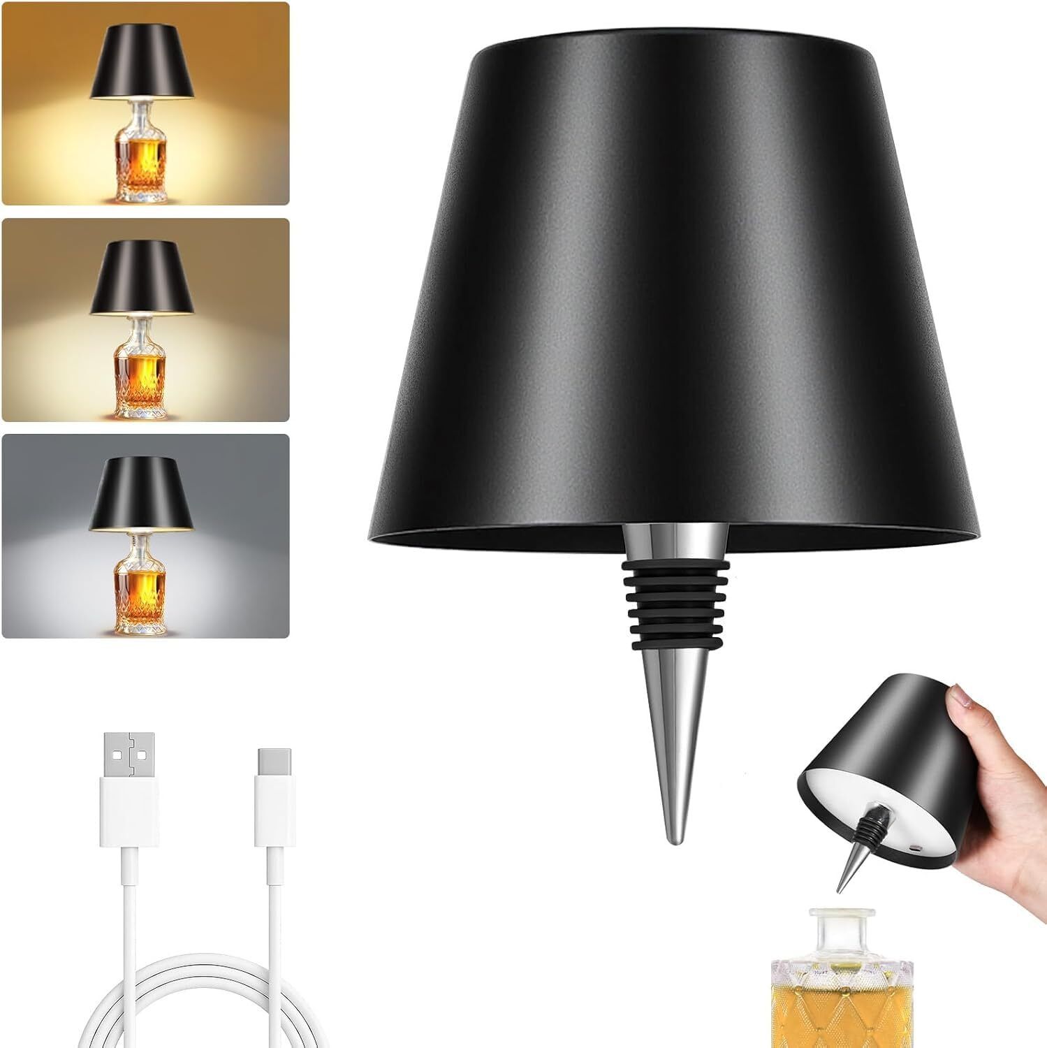 ramokdu LED Wireless Bottle Lamp 3 Color Light Night Light Table Lamp-picture-30