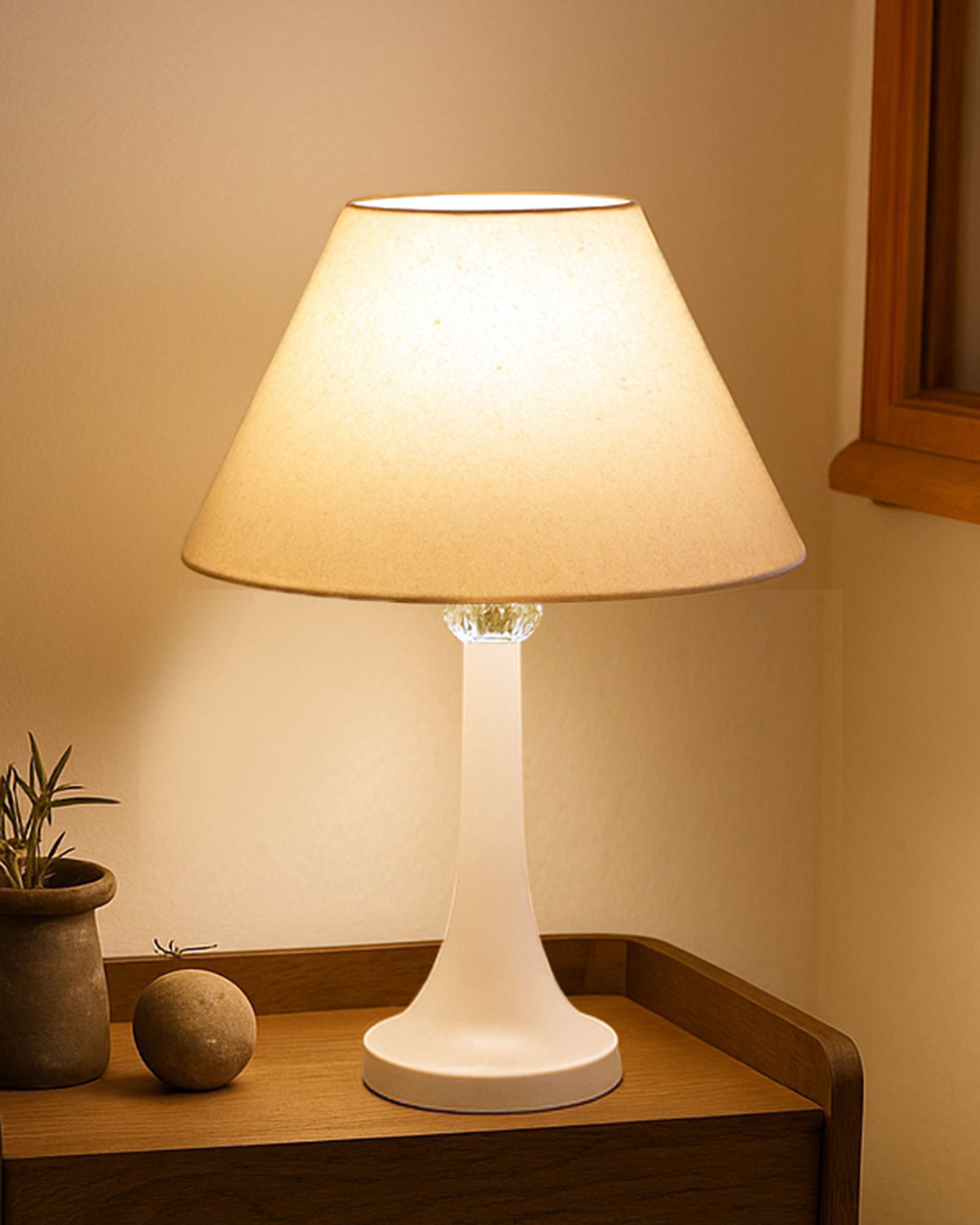 glowhere Farmhouse Matte Table Lamp, Khadi Cone Shade, E27 Bedside & Living Room Table Lamp-picture-19