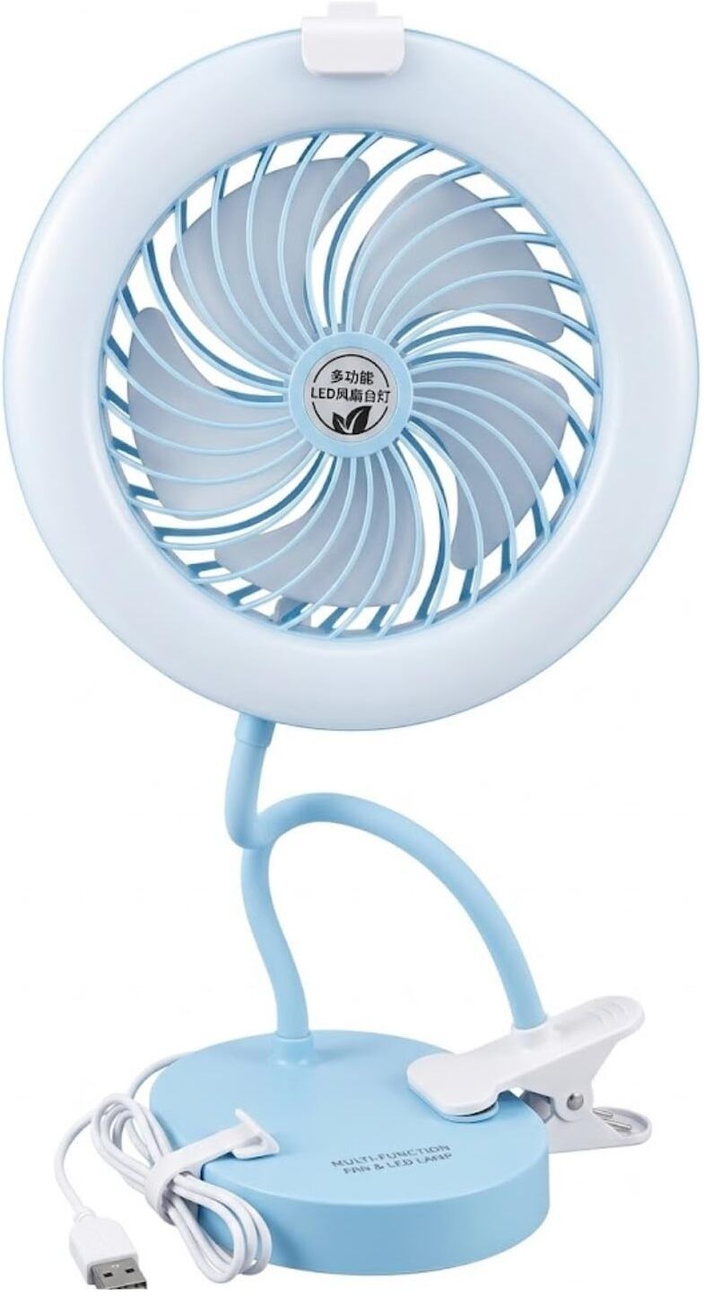 lipzie LED Blue Eye Projection Table Lamp with Mini Fan, USB Rechargeable Desk Lamp Fan Study Lamp-picture-10