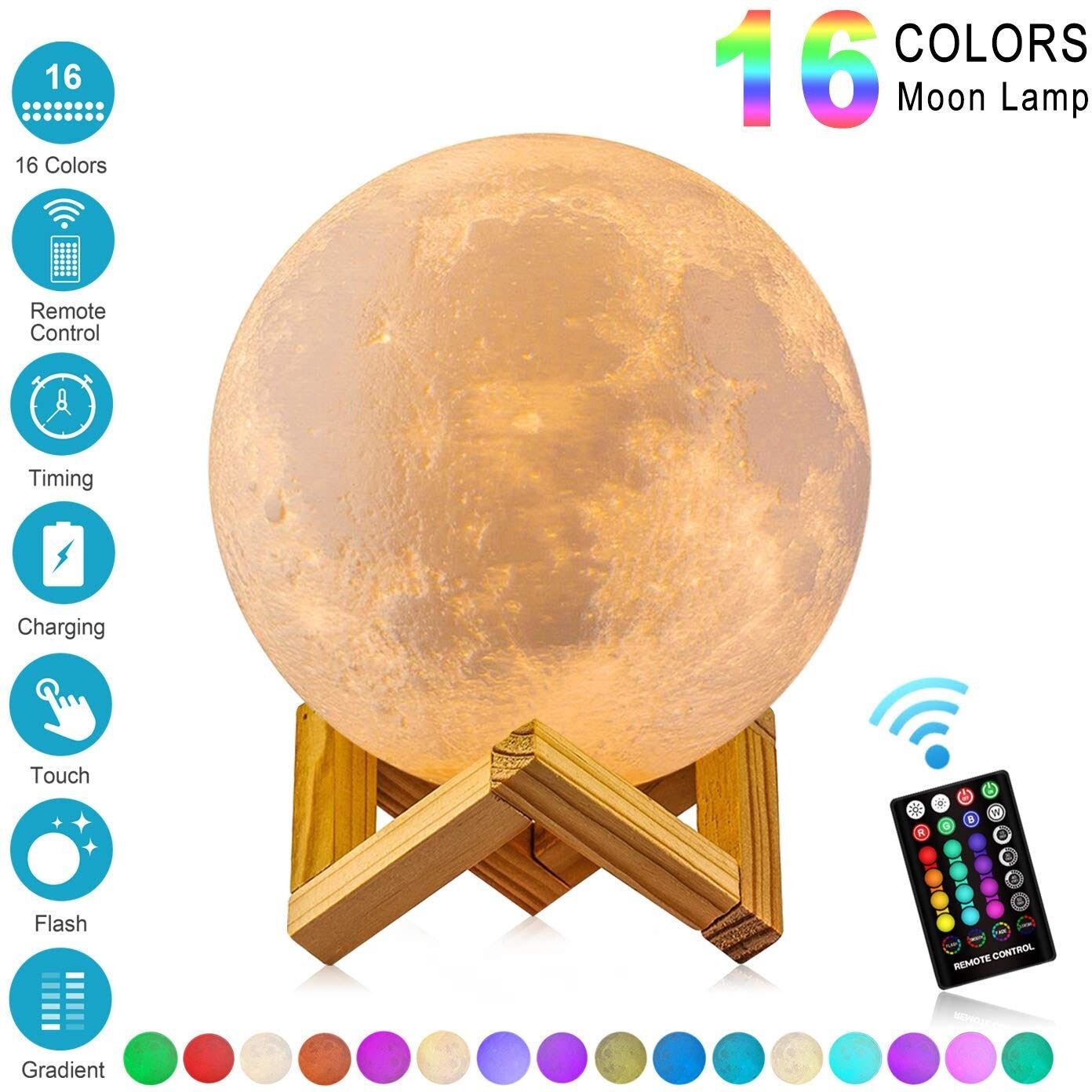 Moon Lamp 15 cm 3D Moon Lamp Remote & Touch Control 16 Colors Led 3D Print Moon Night Light with USB Charging for Gift Birthday Table Lamp-image-31