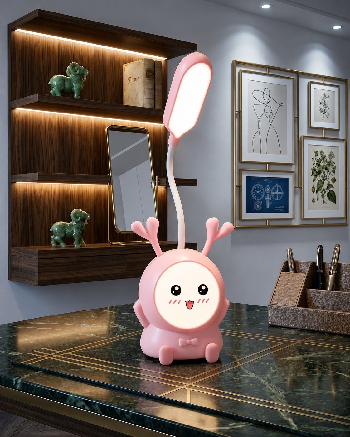 Adjustable Pink LED Desk Light with Gooseneck Table Lamp-image-16