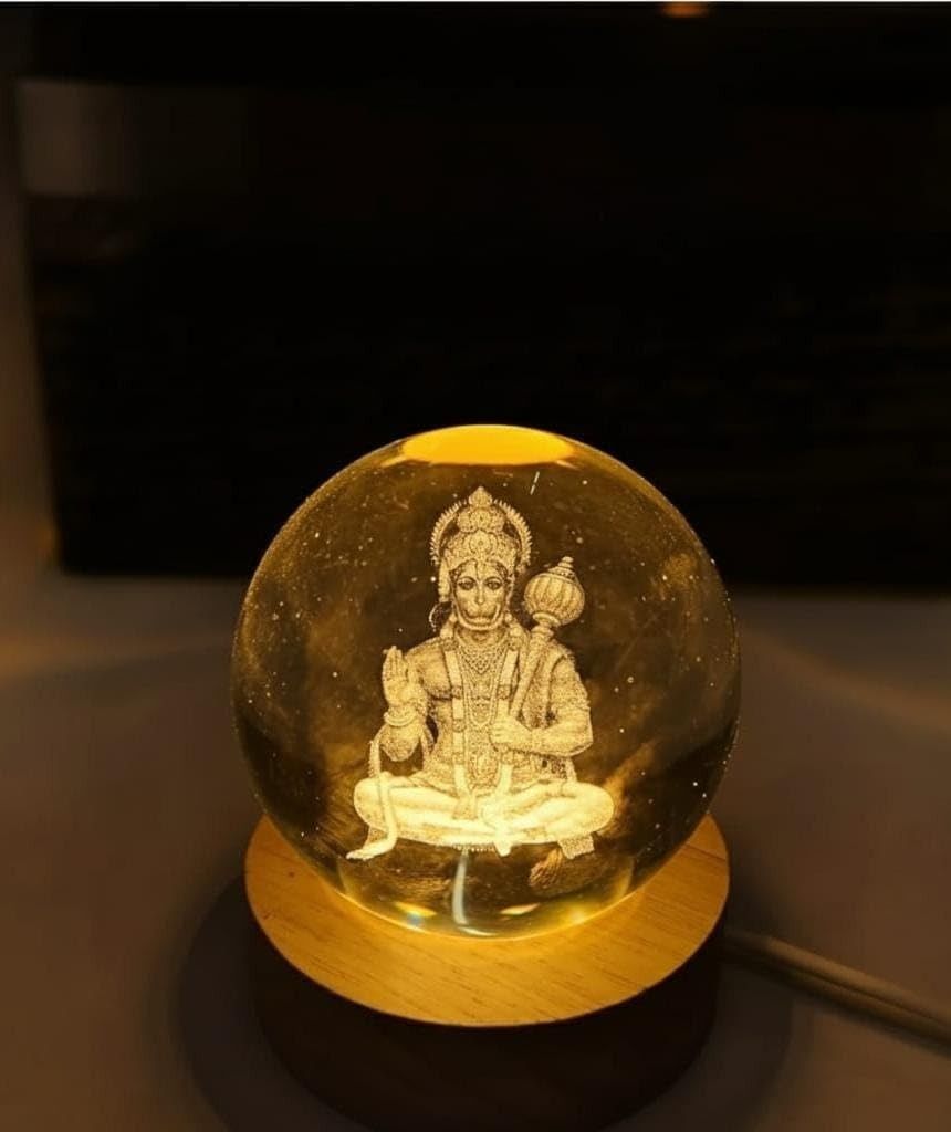 3D Hanuman Crystal Ball Night Lamp Hanuman Ji Lamp for Home,Office,Birthday Gift Night Lamp-image-1