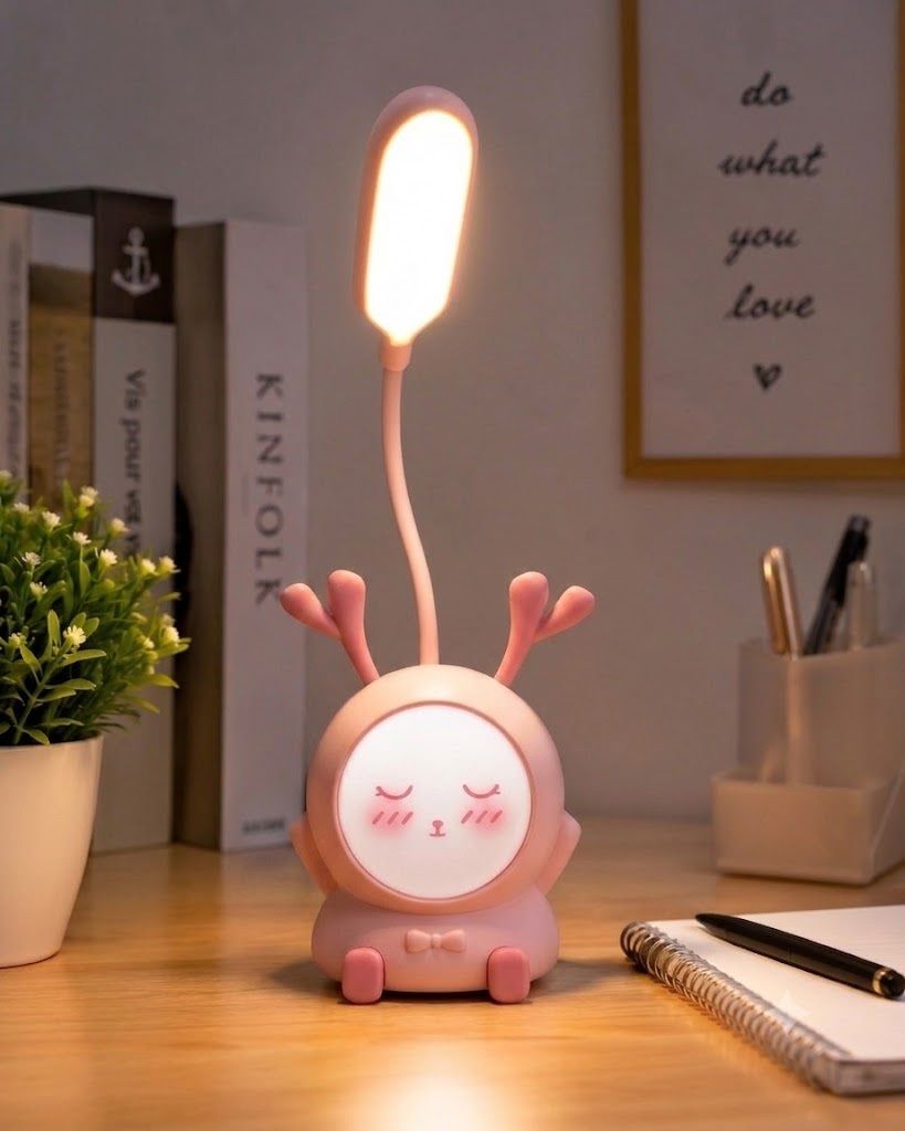 imnishnay Cute Pink Deer LED Desk Lamp for Kids Bedroom Table Lamp-picture-38
