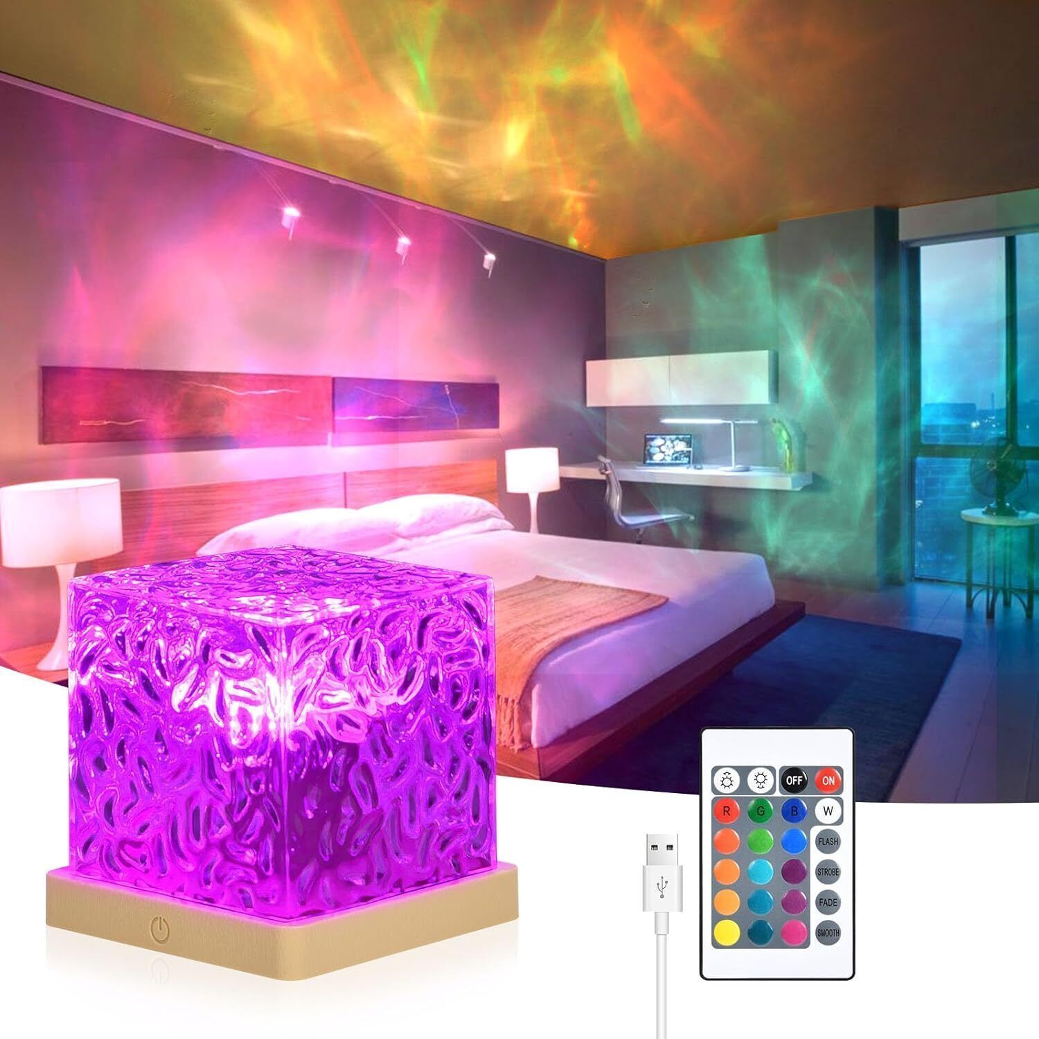 Dynamic Ocean Wave Projection Light, USB Powered, For Bedroom, Livingroom, Night Lamp-image-18