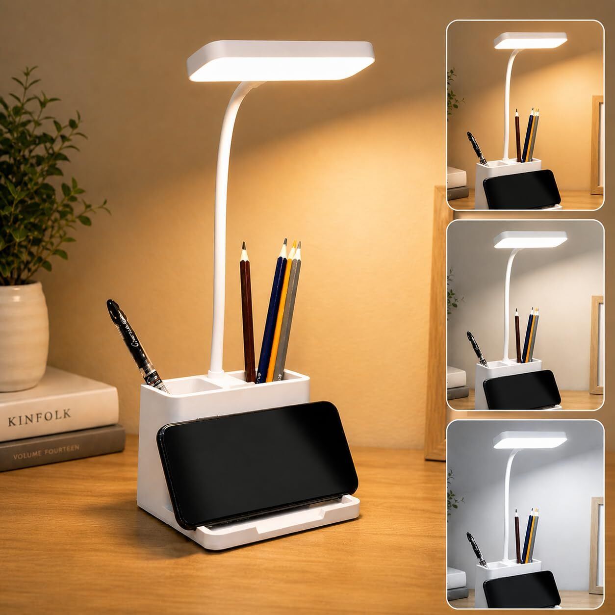 touchcart Rechargeable LED Study Table Lamp with Pen Holder & Mobile Phone Holder Study Lamp-picture-8