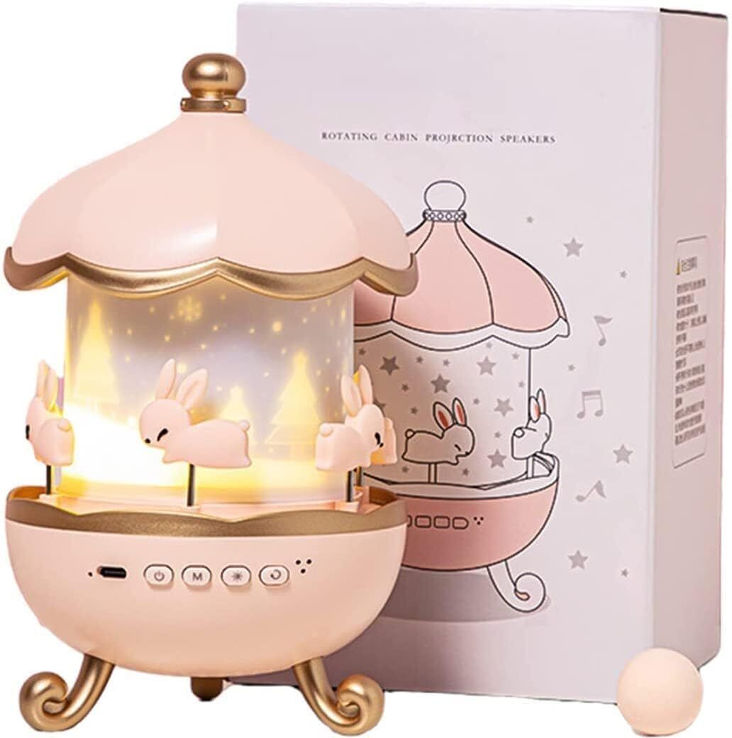 Bunny Carousel Night Light Projector, 6 Set Films Rotating LED Lamp Night Lamp-image-42