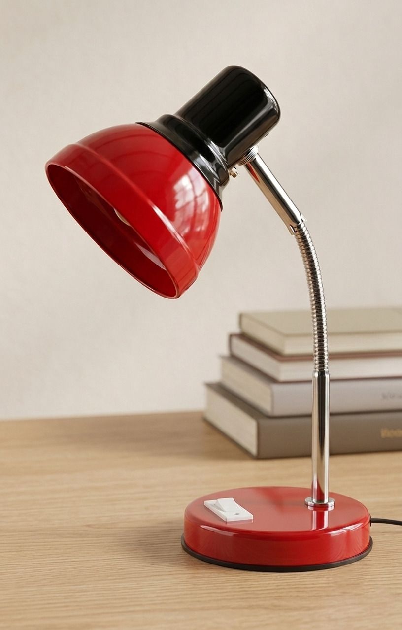 Vintage Study Table Lamp, Flexible SS Neck, Desk Lamp, B22 Base (No Bulb) Blue Study Lamp-image-9