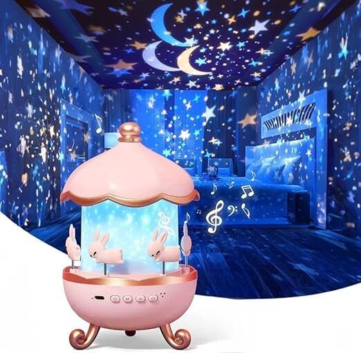 Bunny's Carousel Night Light Projector, USB Rechargeable, Rabbits Night Lamp Night Lamp-image-15