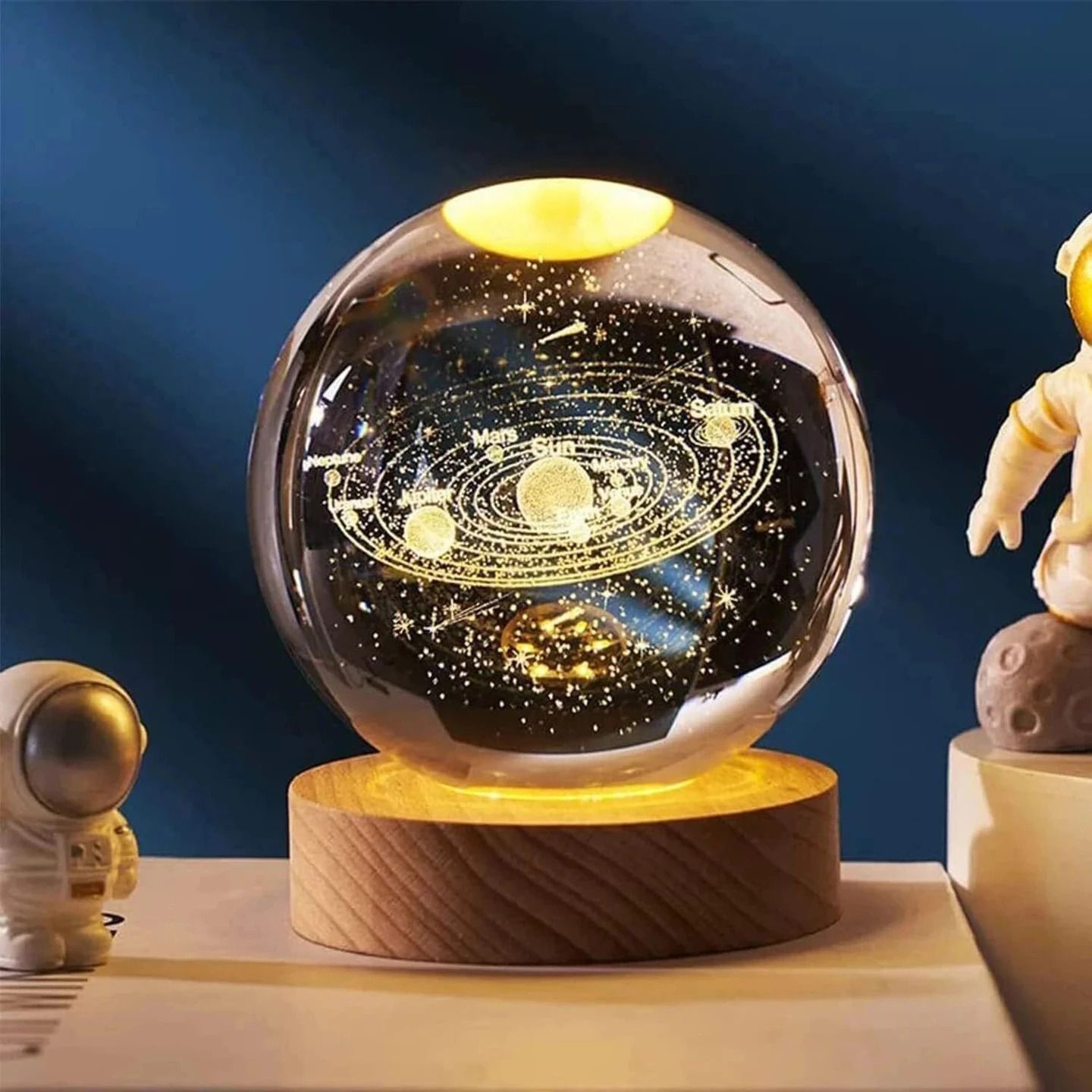 3D Solar System Crystal Ball Lamp | USB LED Decorative Night Light Table Lamp-image-1