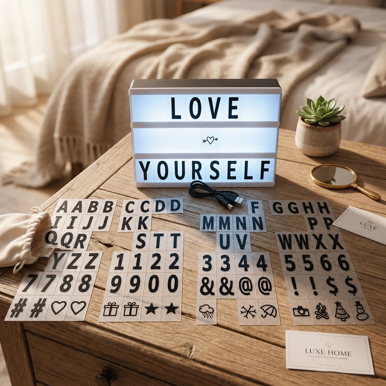 modenza enterprise LED Light Box 96Letter & Symbols/USBPower Message for Bedroom, Cafe, Home Decor Table Lamp-picture-19
