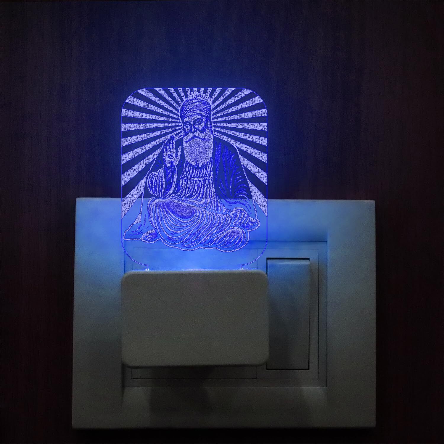 Guru Nanak Dev ji Led Plug Lamp for Home Office Gurudwara Pooja Room Decor Night Lamp-image-36