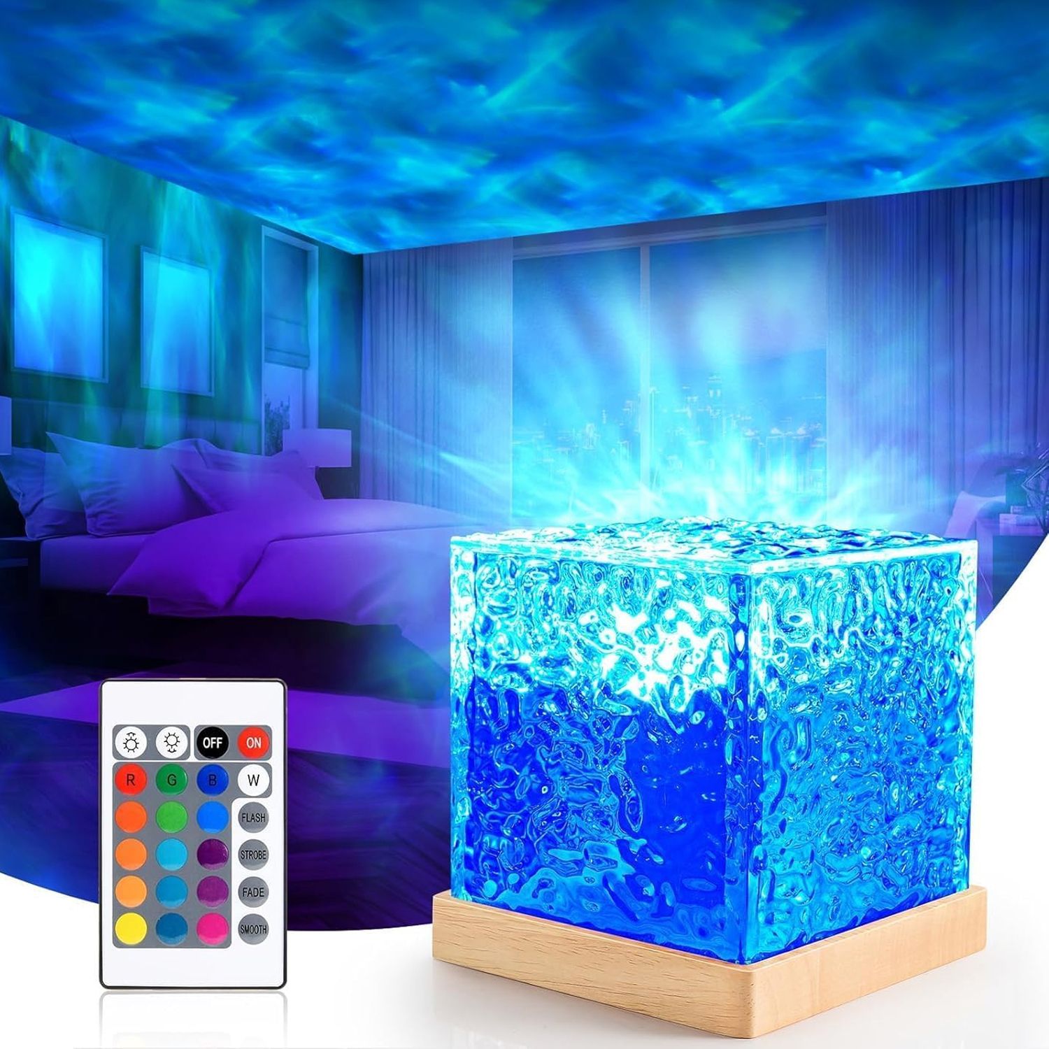 hespa RGB Ocean Wave Night Light: 16 Color-Changing LED Desk Lamp with Remote Control Night Lamp-picture-23