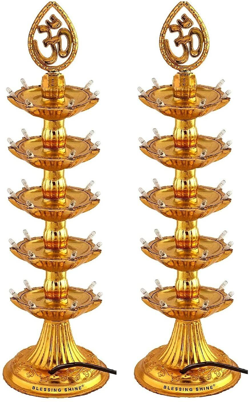 Golden OM Design Led Electric Diya Light(PACK OF 2) for Temple(LAYER 5) Table Lamp-image-41