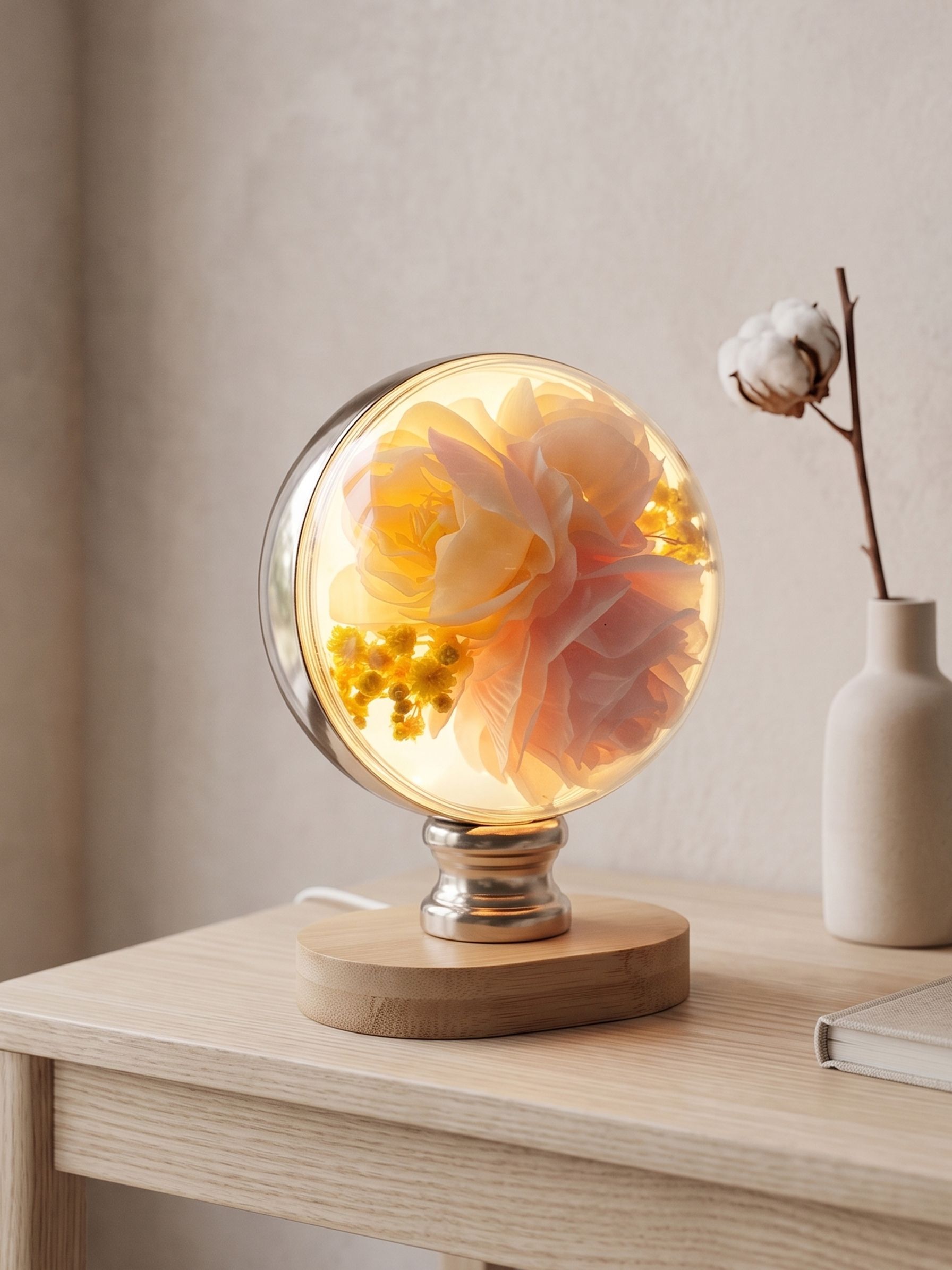 elegant lifestyle Floral Globe Night Lamp Glowing LED Rose Lamp for Engagement Wedding Office Home Table Lamp-picture-24