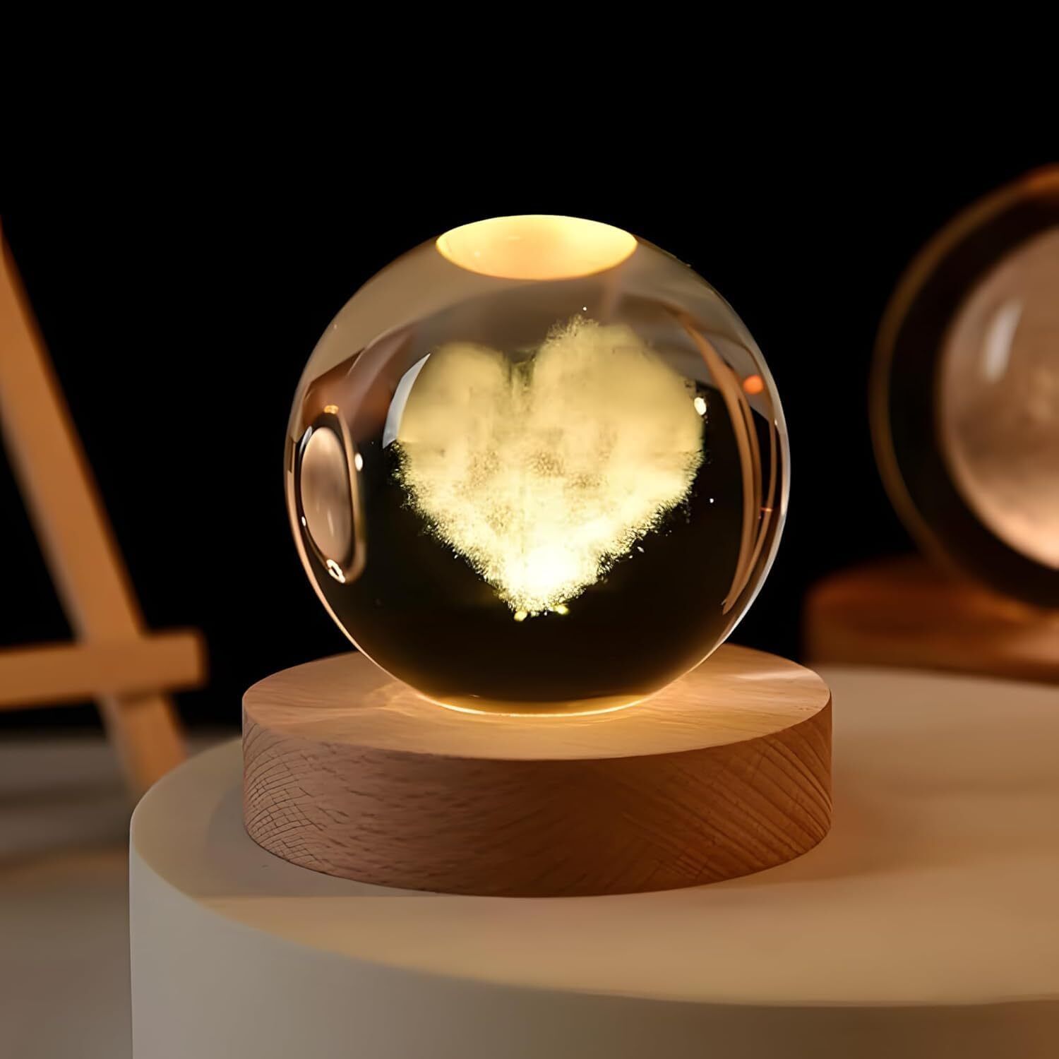 ycvariyaenterprise 3D Heart Crystal Ball Night Lamp Decorative Showpiece - 5 cm-picture-10