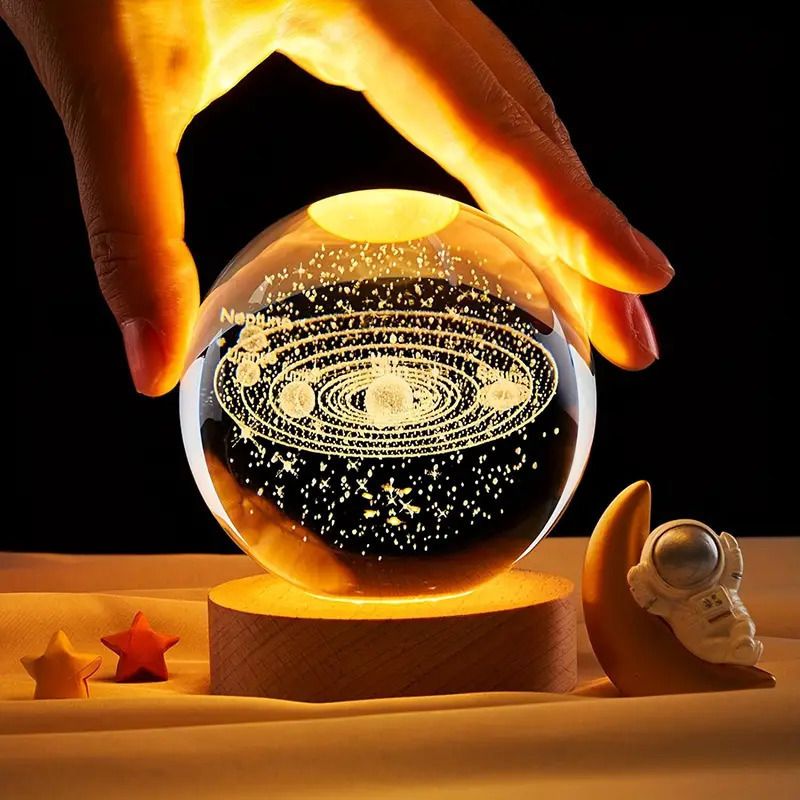 shopogenix 3D Space Galaxy Planet Crystal Ball Night Light Ball with Wooden Base-L250 Table Lamp-picture-12