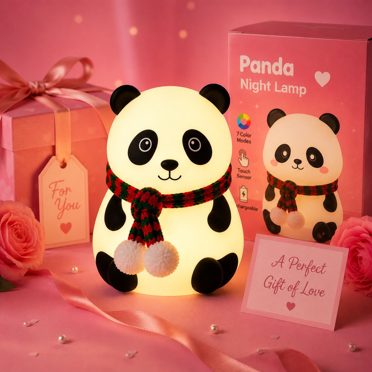 gridcart Cute Panda LED Night Lamp Rechargeable Touch Sensor Bedroom Table Light Night Lamp-picture-24