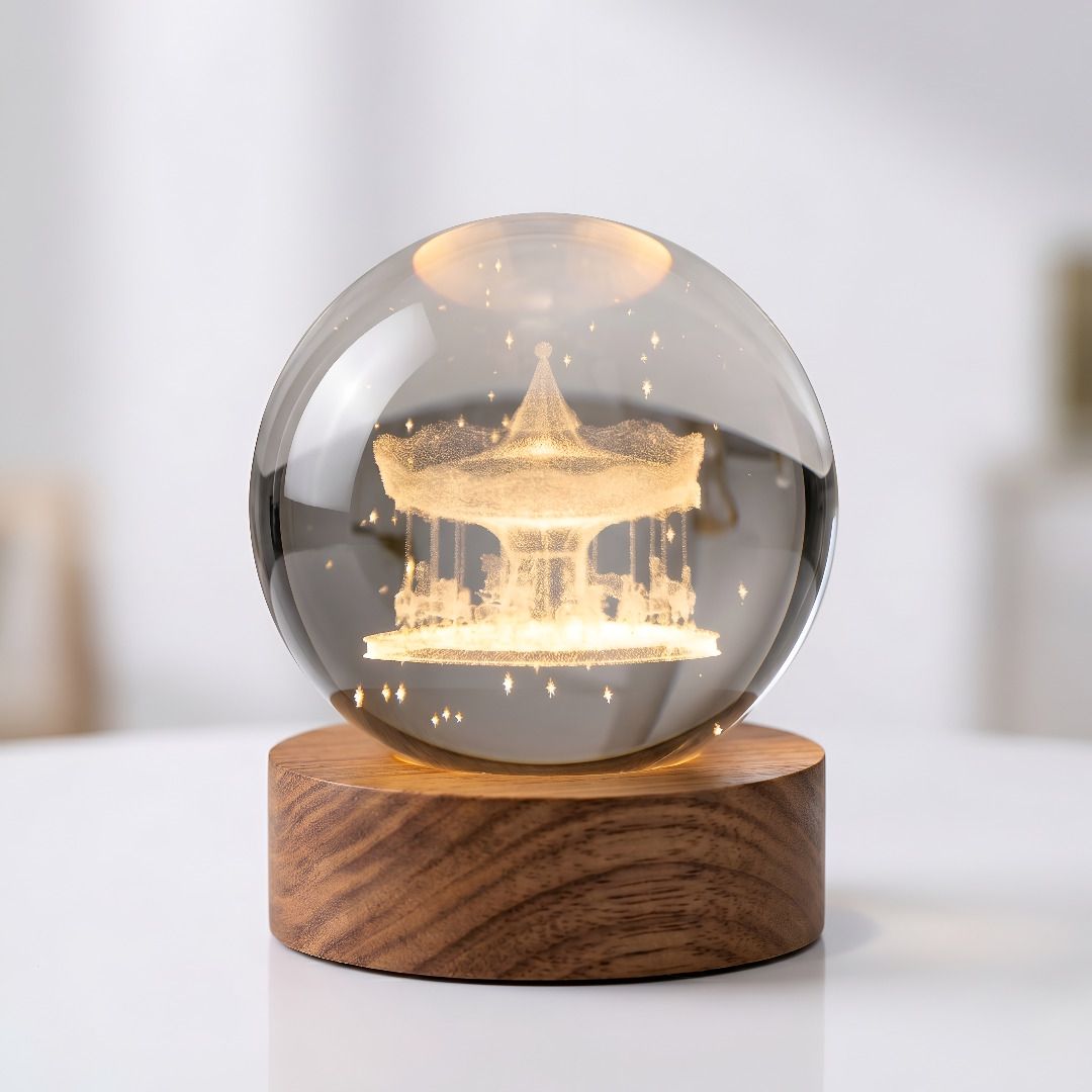 Night lamp, Crystal Merry-go-round lamp, Table lamp, Decorative Lamp for Kids, Table Lamp-image-36