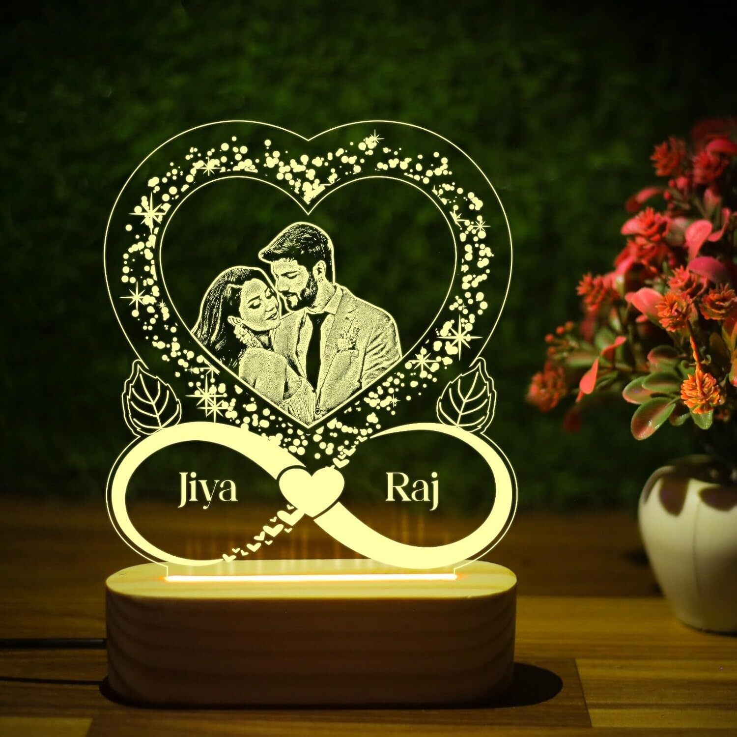 gr gift shop Customised LED Photo Lamp, Anniversary Gift for Couples, Wedding Table Lamp-picture-10