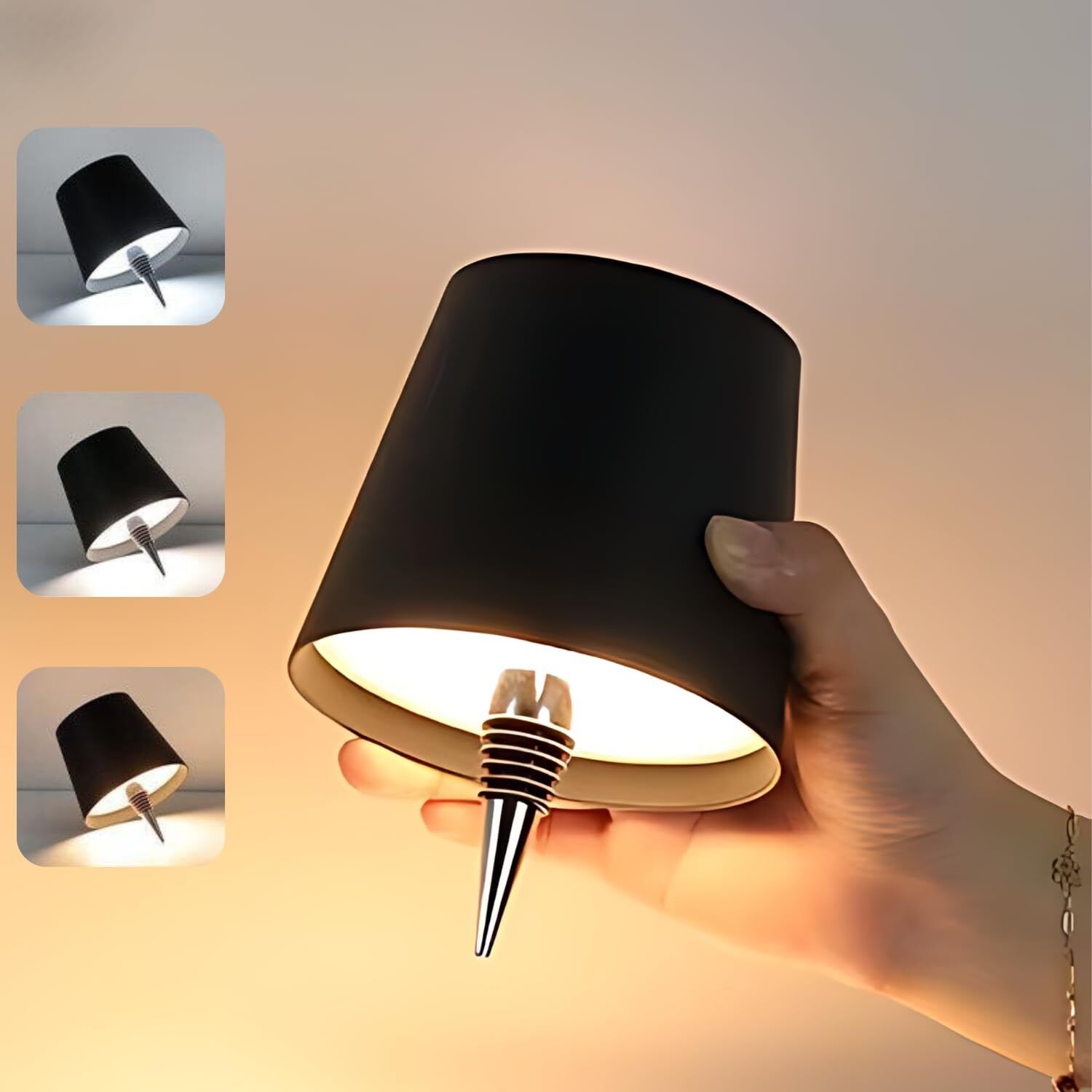 bhumitul LED Wireless Bottle Light | 3 Color Stepless Dimming Wine Bottle Lamp Table Lamp-picture-14