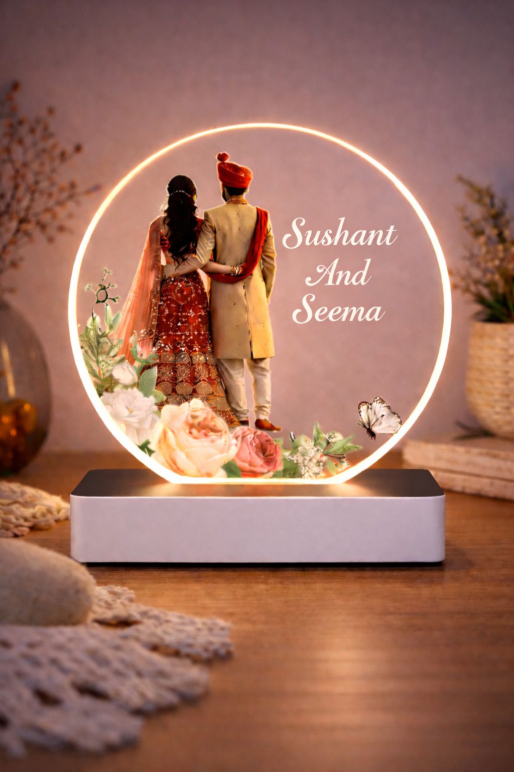 ishanvi enterprises LED Acrylic Lamp with Names & Date | Couple Night Lamp Table Lamp-picture-11