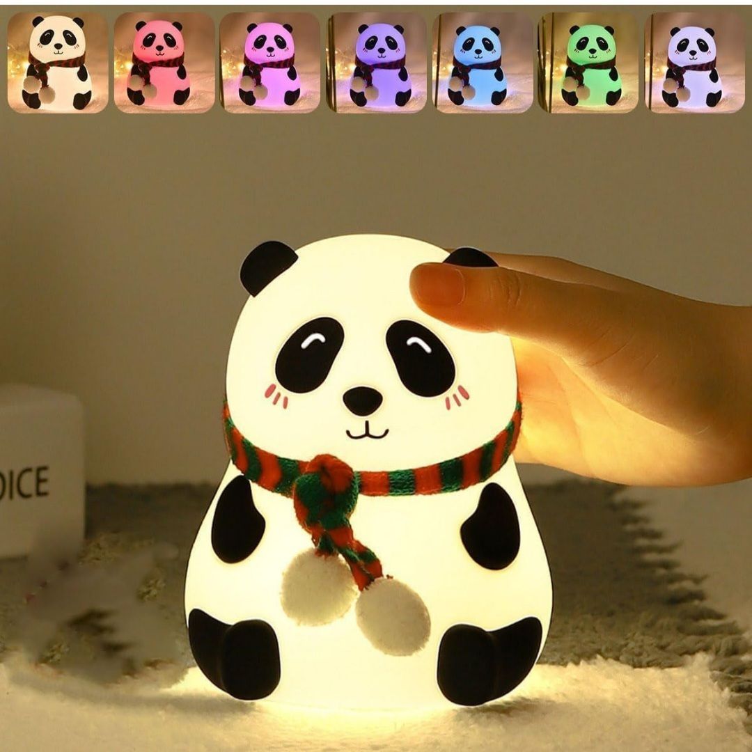Adorable 7-Color LED Changing Lamp Silicone Cute Panda Rechargeable Night Light Table Lamp