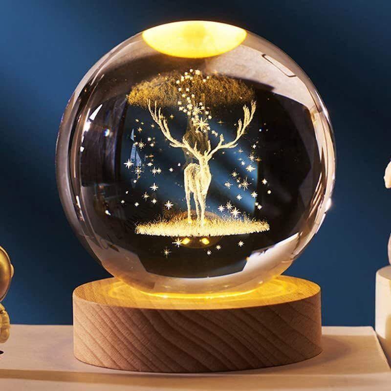 3D Galaxy Crystal Ball USB Wooden Base Home Decoration Table Lamp Night Lamp-image-27