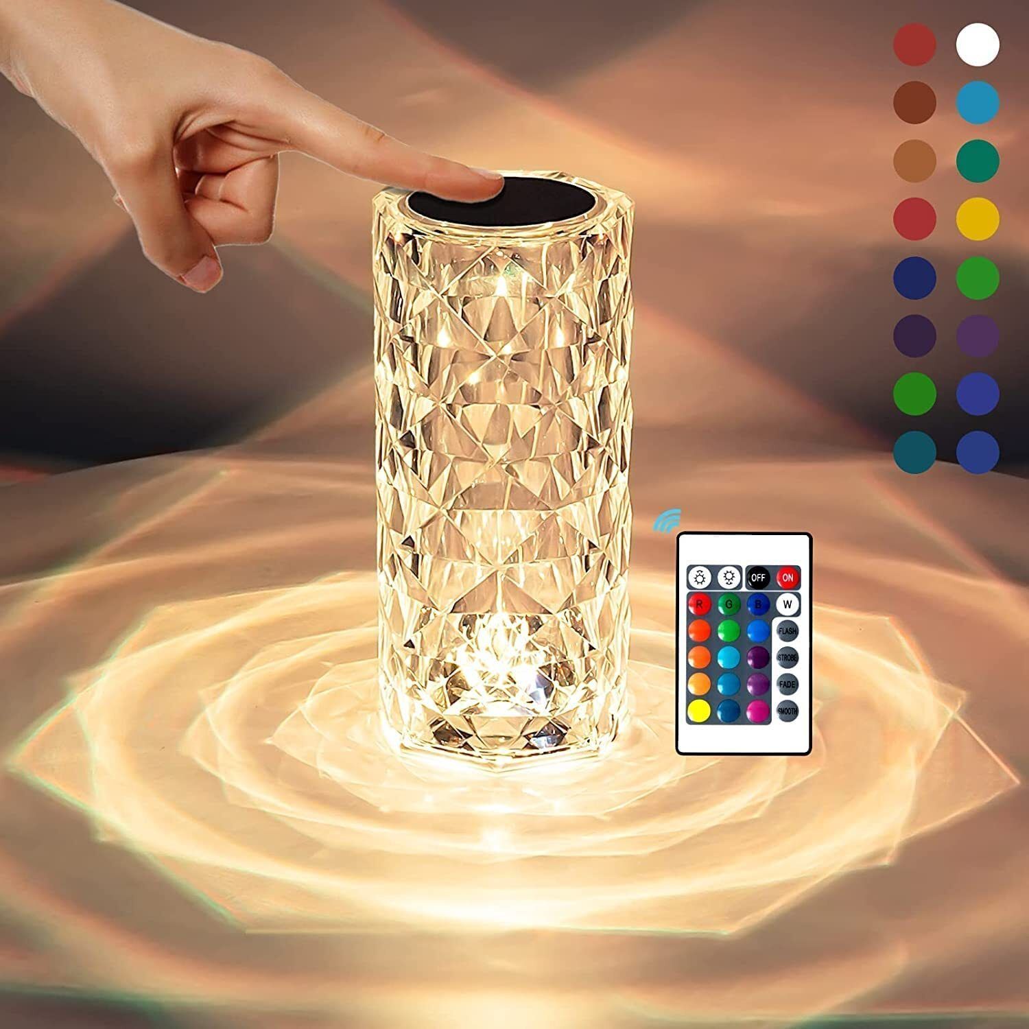 firstlike Crystal Rose Diamond Lamp, 16 Color RGB Changing Mode LED Light with USB Port Night Lamp-picture-14