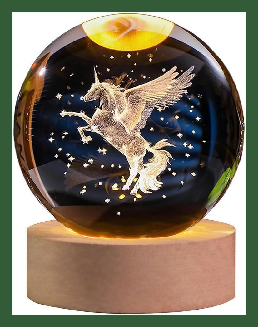 eleganr touch decor 3D Crystal Ball Unicorn Night Light Night Lamp-picture-14