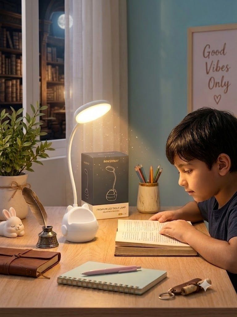 imnishnay Rechargeable Cute LED Desk Lamp with Flexible Neck for Study & Reading Table Lamp-picture-42